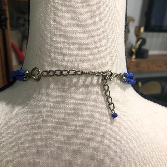 Anthropologie Blue Abundance Beaded Bib Statement Necklace - Picture 4 of 10